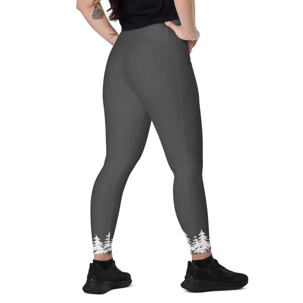 Forest Silhouette CROSSOVER leggings with pockets - Appalachian Bittersweet - Crossover Waist
