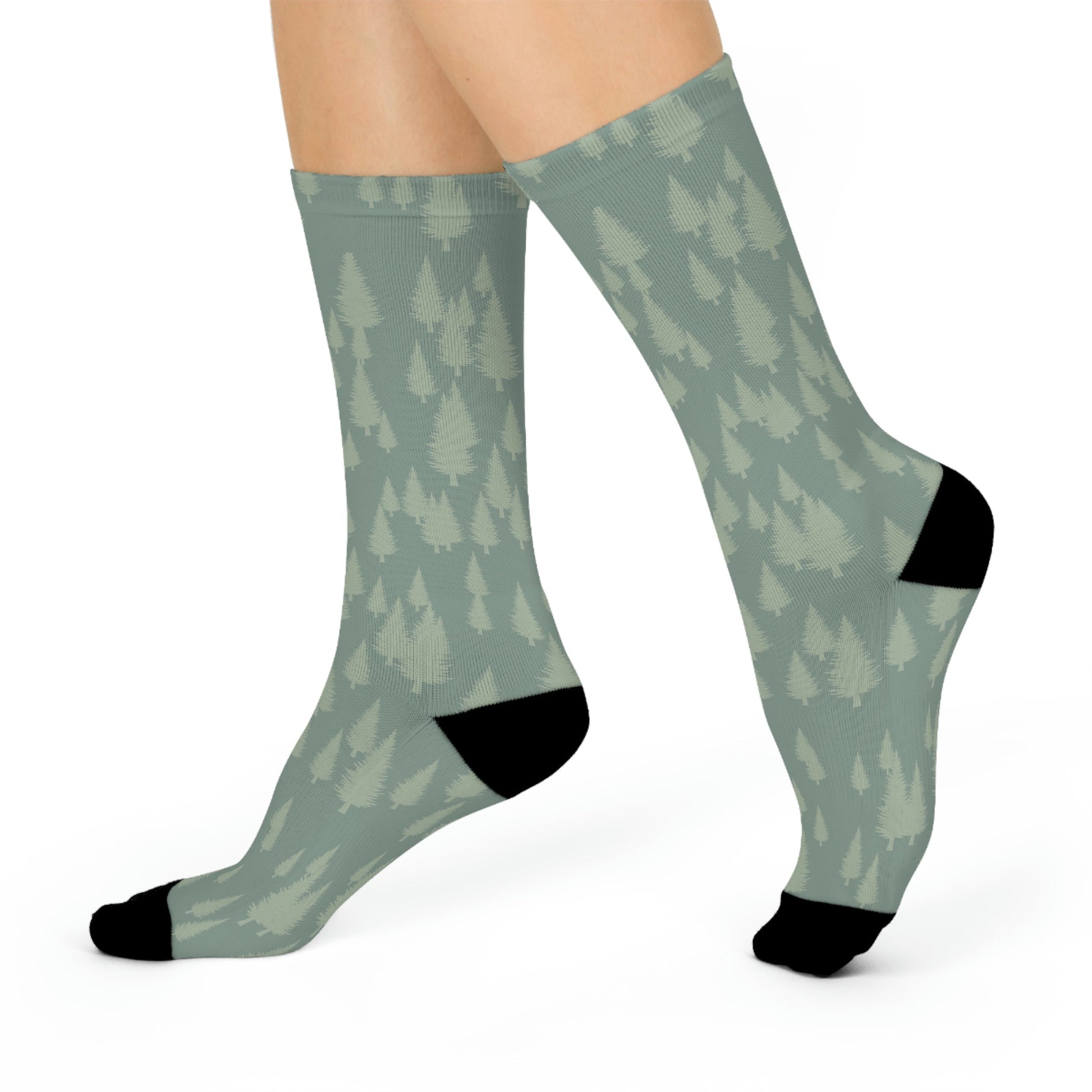 Forest Trees Stretch Crew Socks - Appalachian Bittersweet - All Over Prints