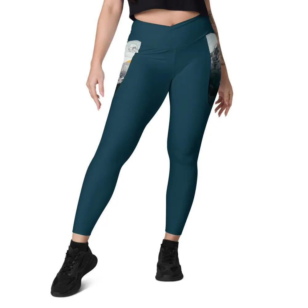 Glacier National Park Crossover leggings with pockets - Appalachian Bittersweet - Crossover Waist
