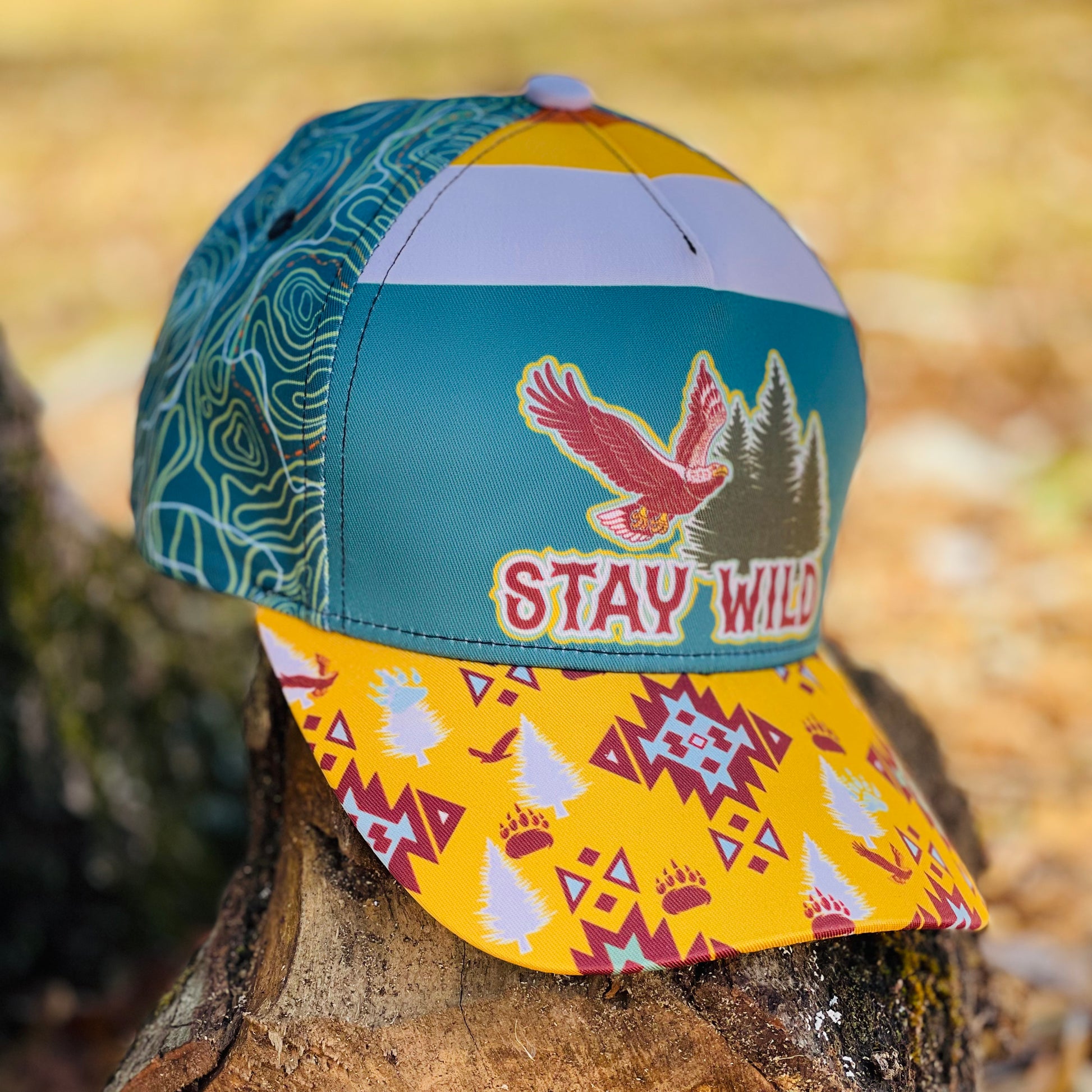 Stay Wild Nature Print Hiking Hat - Retro Snapback Cap