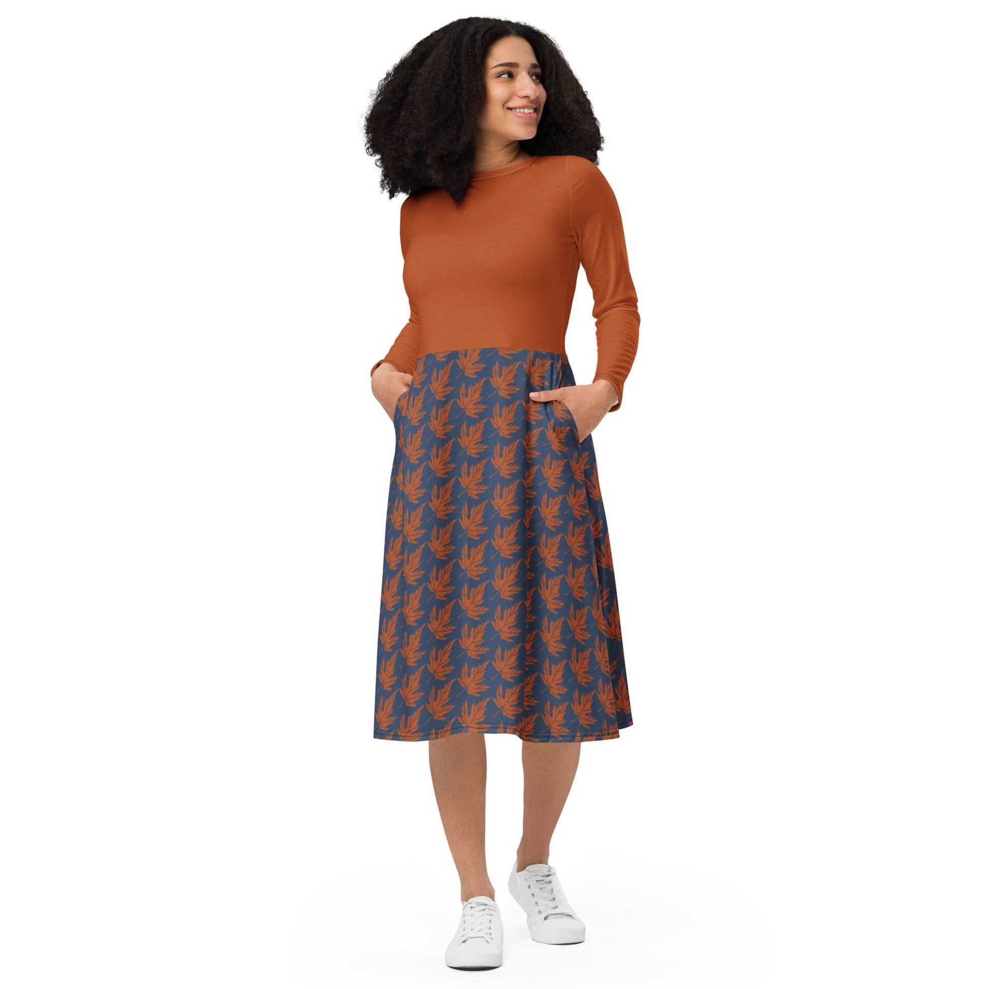 Maple Leaf Long Sleeve Adventure Dress - Appalachian Bittersweet -