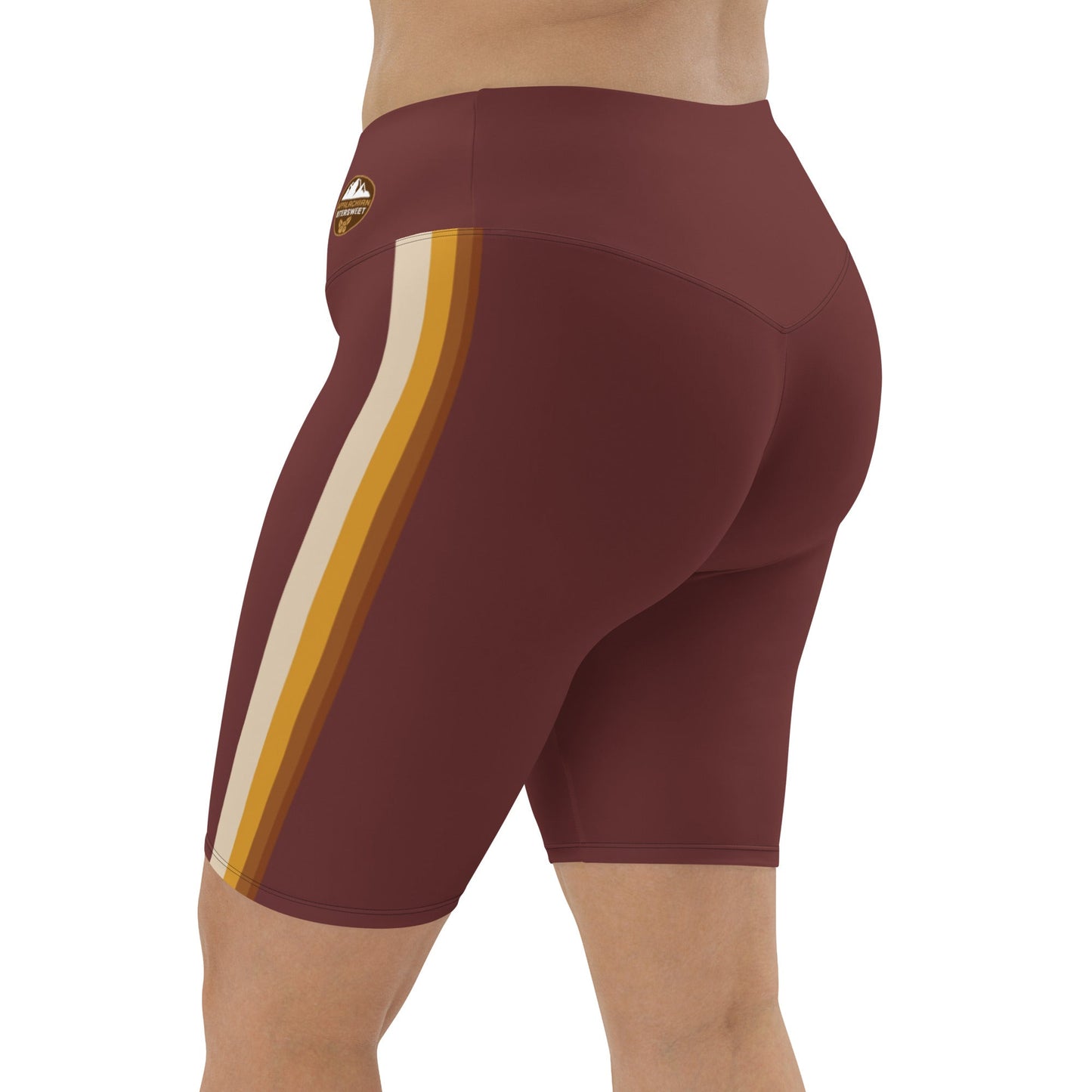 Merlot Earth Stripe Bike Shorts with Pocket - Appalachian Bittersweet - Shorts