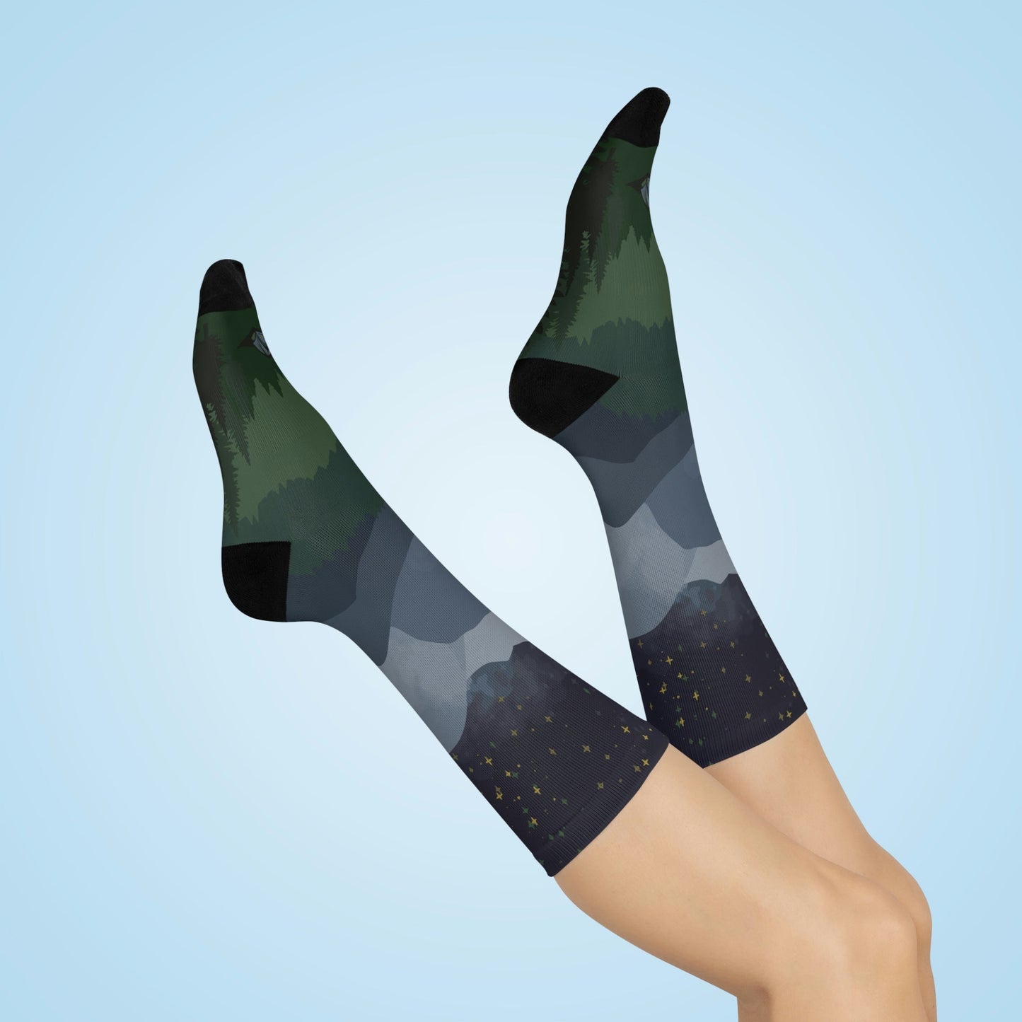 Mountain Camping Stretch Crew Socks - Appalachian Bittersweet - All Over Prints