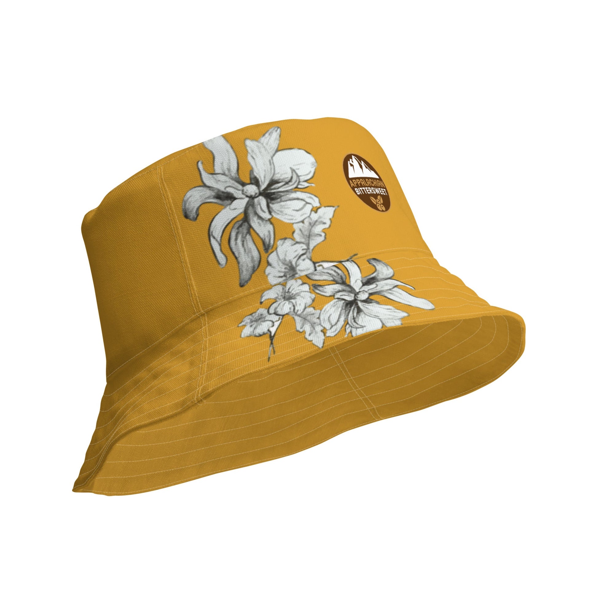 Mustard Vintage Floral Reversible bucket hat - Appalachian Bittersweet - bucket hat