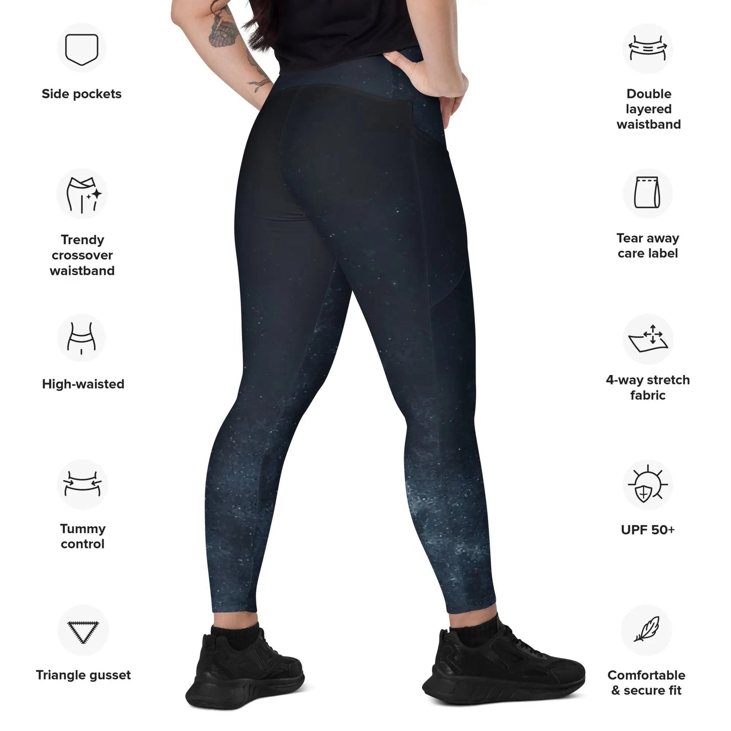 Night Sky CROSSOVER Waist leggings with pockets - Appalachian Bittersweet - Crossover Waist