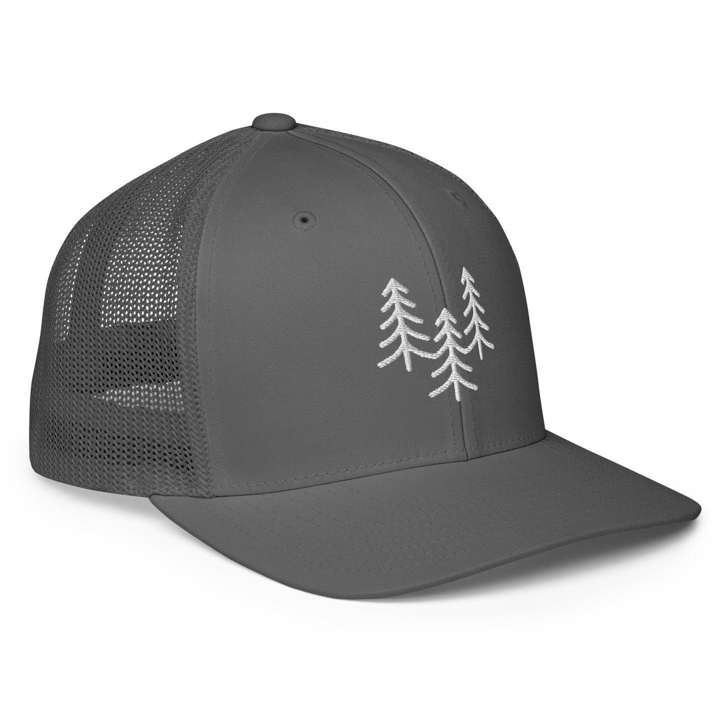 Puff Trees Embroidered Closed-back trucker cap - Appalachian Bittersweet - mesh back