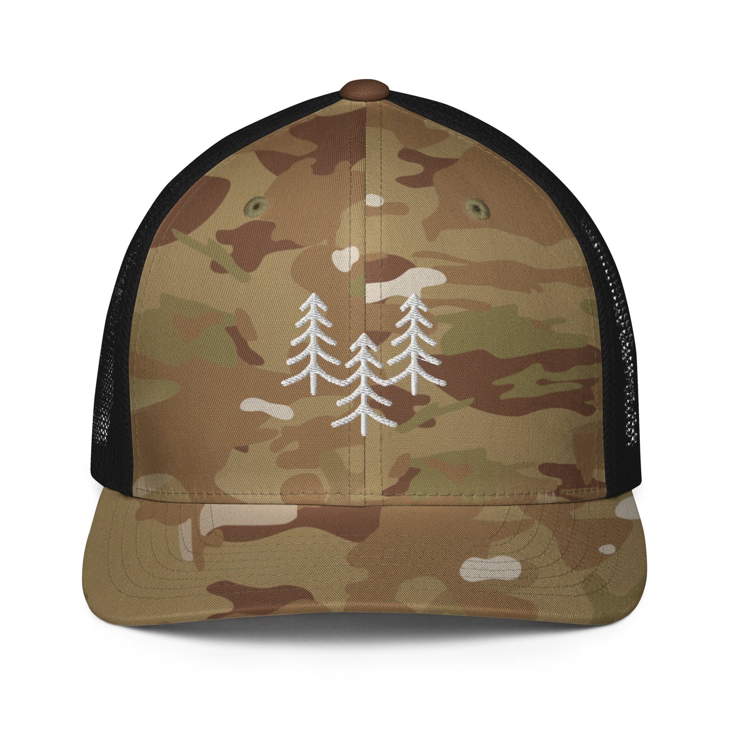 Puff Trees Embroidered Closed-back trucker cap - Appalachian Bittersweet - mesh back