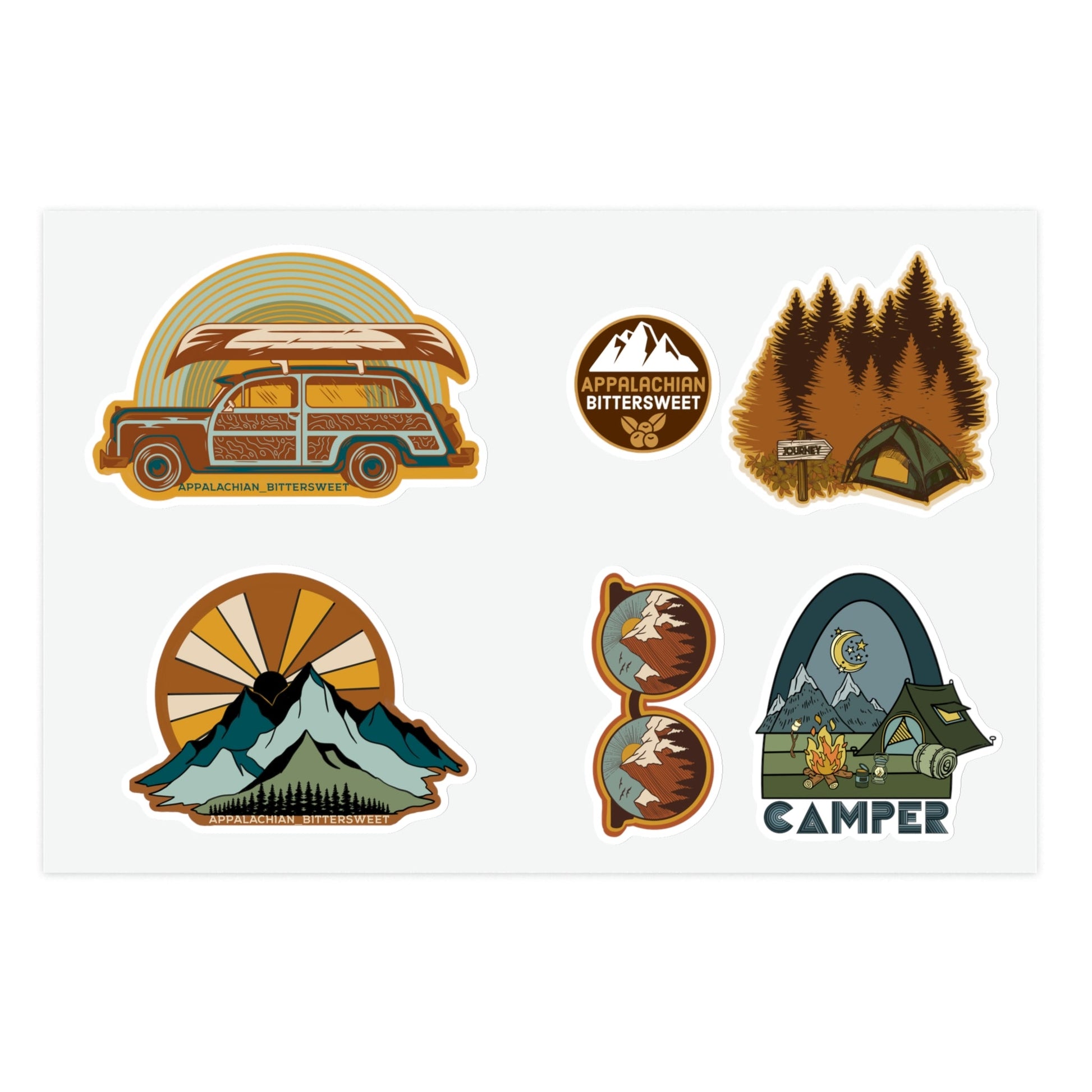 Retro Camping Sticker Sheets - Appalachian Bittersweet - Paper products