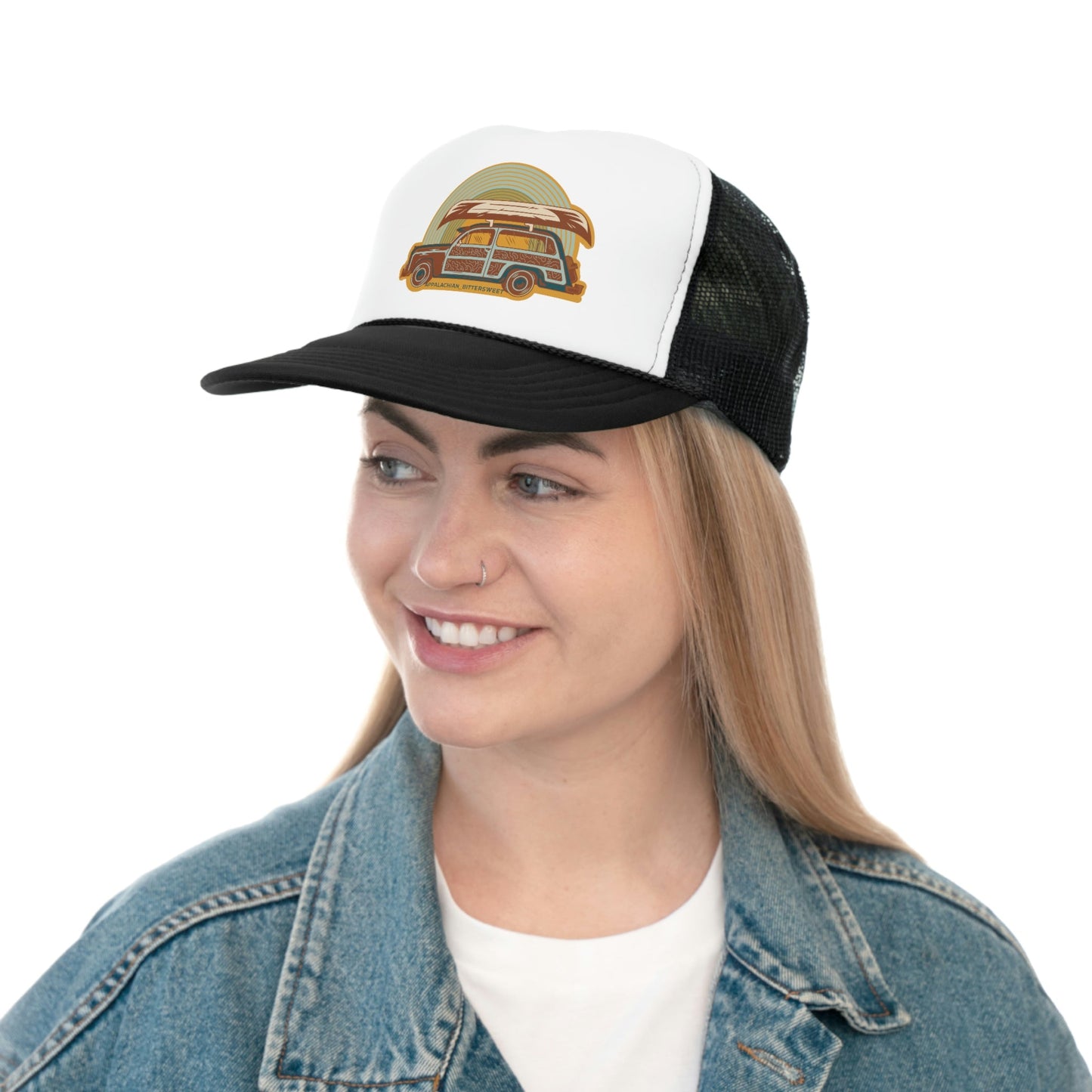 Retro Wagon Mesh Trucker Foamie Cap - Appalachian Bittersweet - mesh back