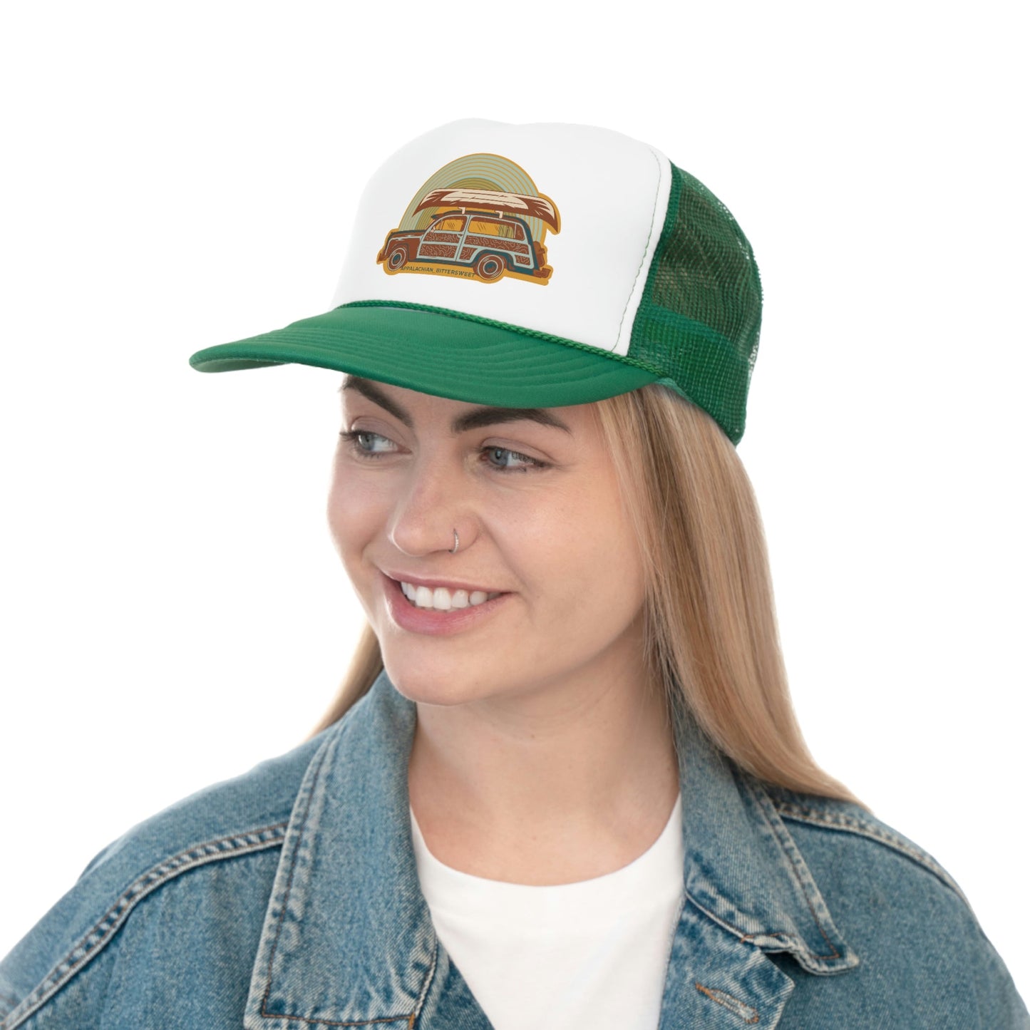 Retro Wagon Mesh Trucker Foamie Cap - Appalachian Bittersweet - mesh back