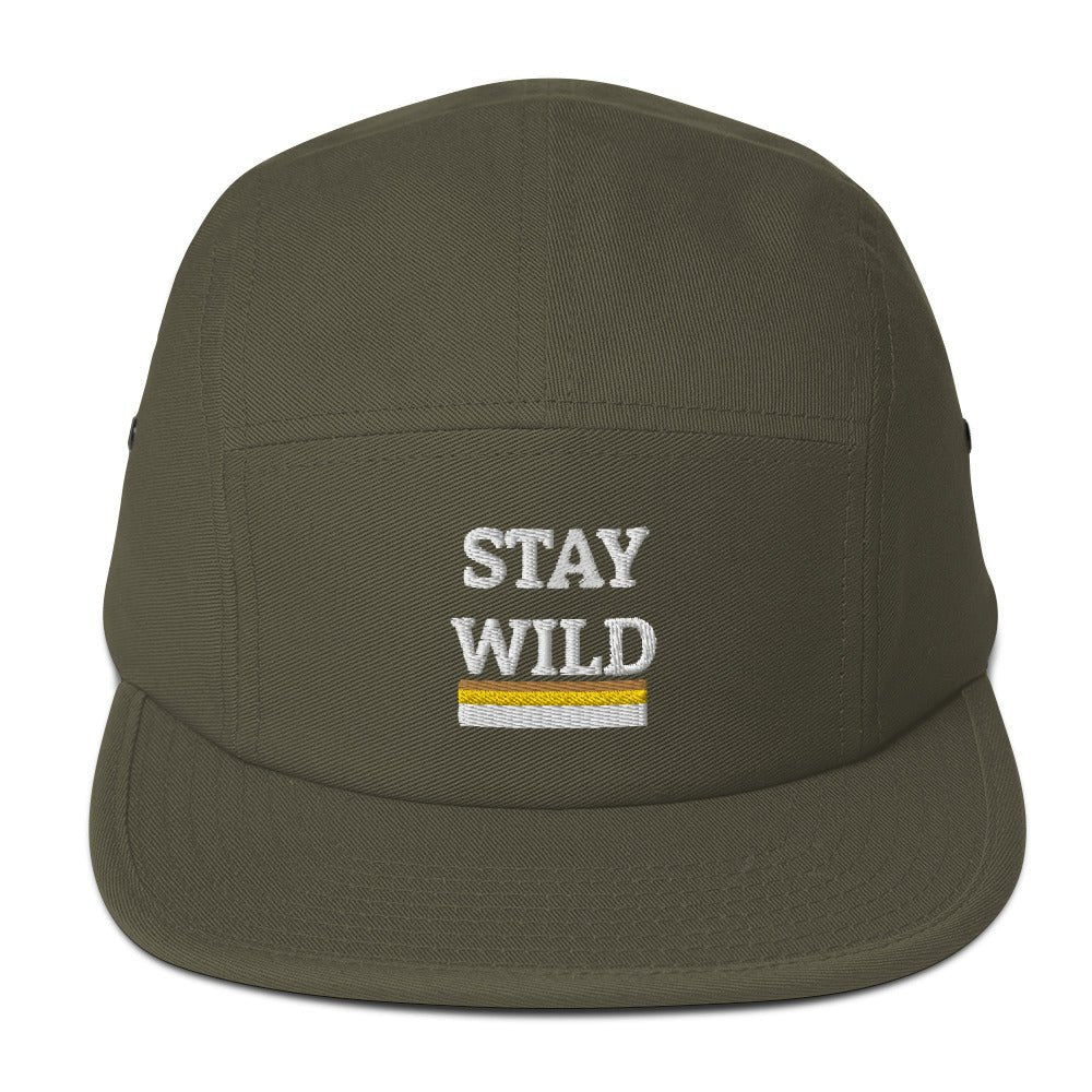 STAY WILD Embroidered Five Panel Camper Cap - Appalachian Bittersweet - 5 panel camper