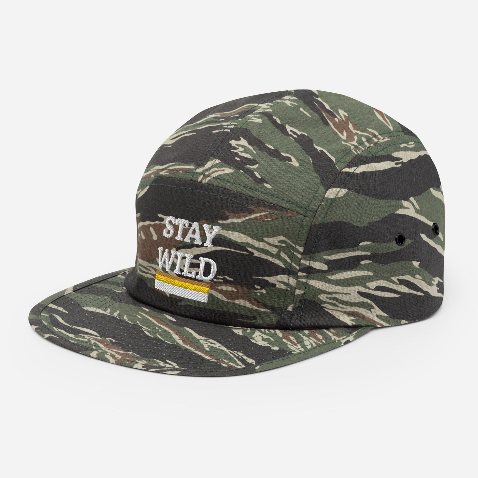 STAY WILD Embroidered Five Panel Camper Cap - Appalachian Bittersweet - 5 panel camper