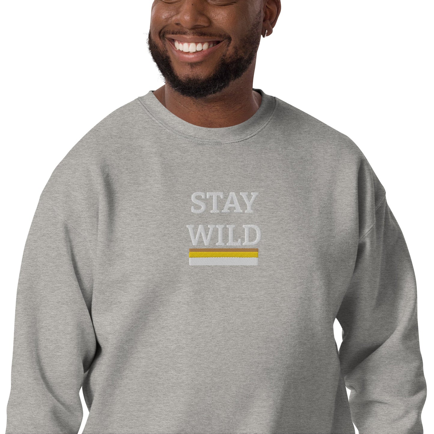 STAY WILD Retro Stripe Unisex Embroidered Sweatshirt - Appalachian Bittersweet - Sweatshirt