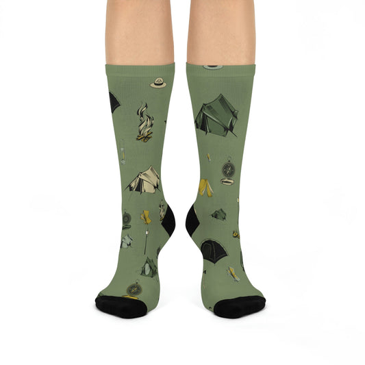 Tent Camping Stretch Crew Socks - Appalachian Bittersweet - All Over Prints