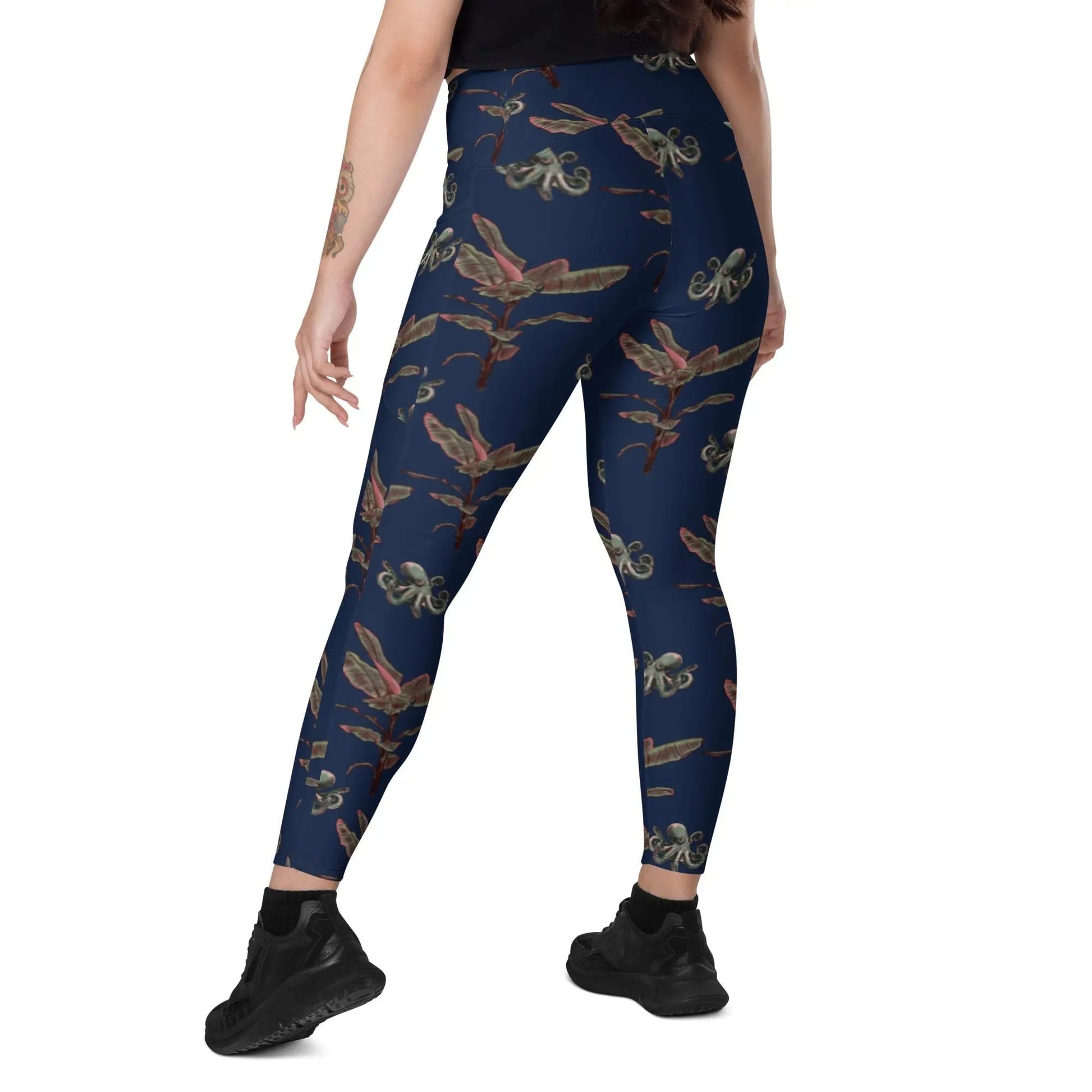 Vintage Octopus CROSSOVER leggings with pockets - Appalachian Bittersweet - Crossover Waist