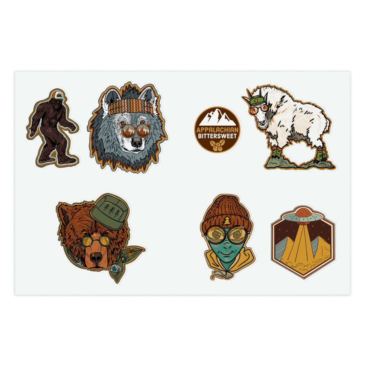 Wild Retro Characters Sticker Sheets - Appalachian Bittersweet - Paper products