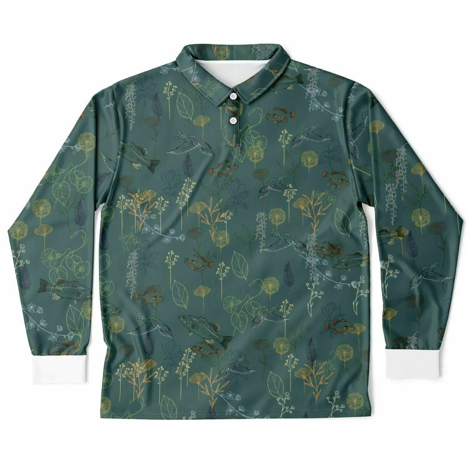 Yadkin River Keeper Mesh Relaxed Sun Shirt Unisex - Appalachian Bittersweet - Long Sleeve Polo Sun Shirt – AOP